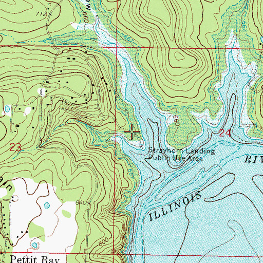 Topographic Map of Strayhorn Landing Public Use Area, OK