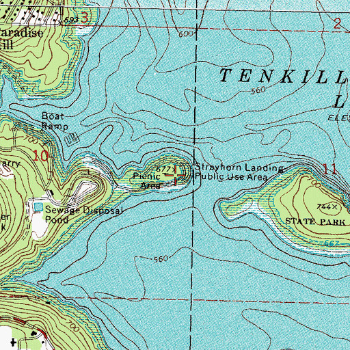 Topographic Map of Strayhorn Landing Public Use Area, OK