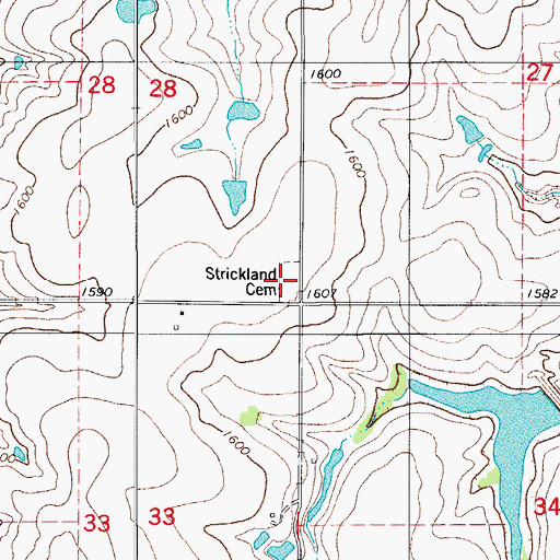 Topographic Map of Strickland Cemetery, OK