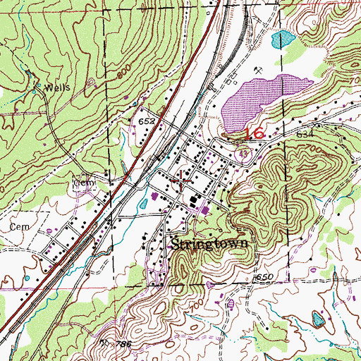 Topographic Map of Stringtown, OK