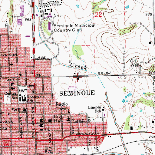 Topographic Map of Strother Elementary School, OK