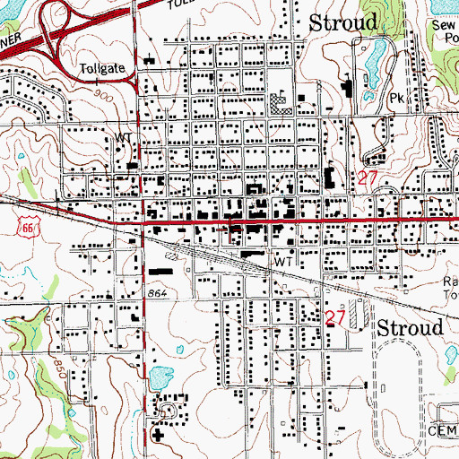 Topographic Map of Stroud, OK