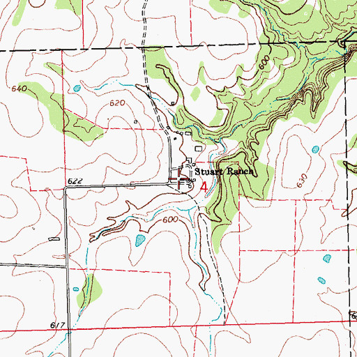 Topographic Map of Stuart Ranch, OK