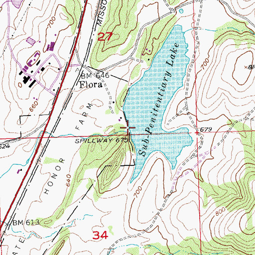Topographic Map of Sub-Penitentiary Lake, OK