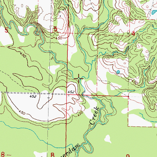 Topographic Map of Sugar Creek, OK