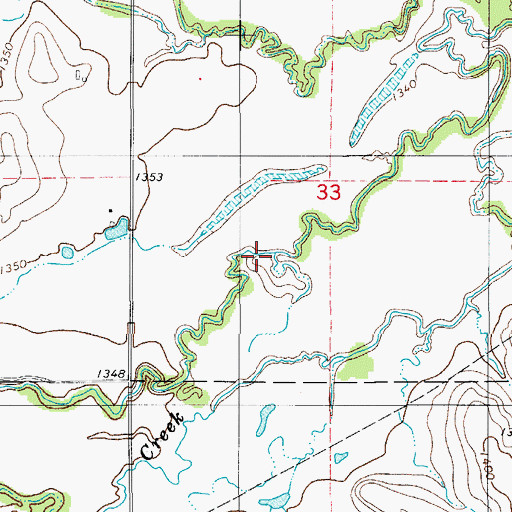 Topographic Map of Sugar Creek, OK