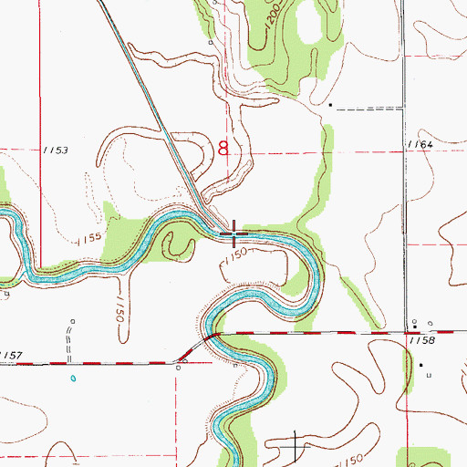 Topographic Map of Sugar Creek, OK