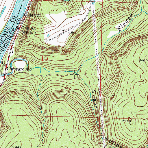 Topographic Map of Sugar Hollow, OK