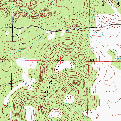 Topographic Map of Sugar Mountain, OK