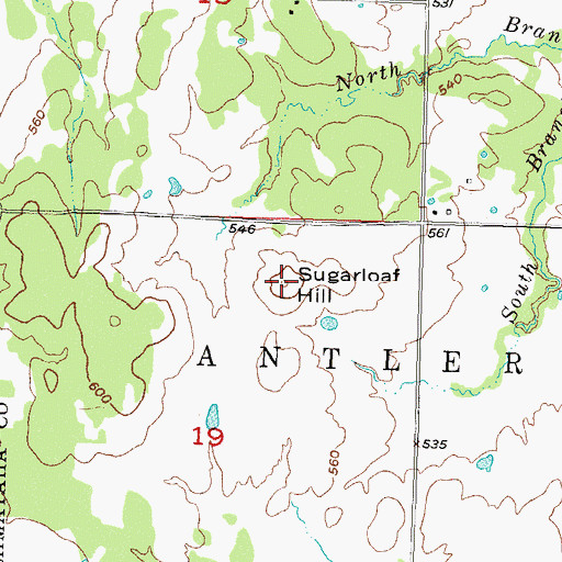 Topographic Map of Sugarloaf Hill, OK