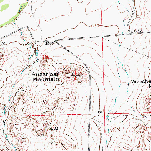 Topographic Map of Sugarloaf Mountain, OK