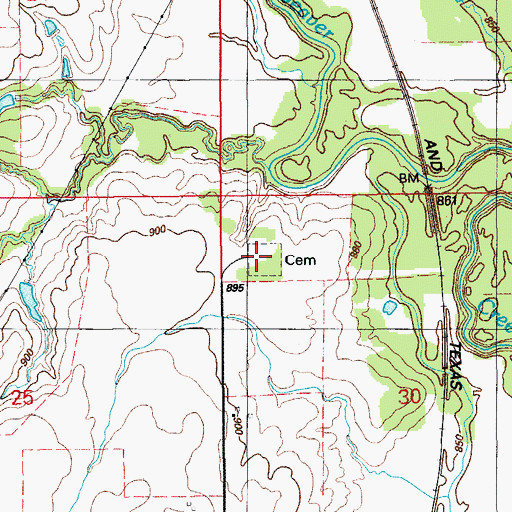 Topographic Map of Sugden Cemetery, OK