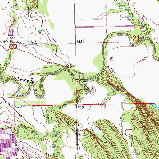 Topographic Map of Sullivan Creek, OK