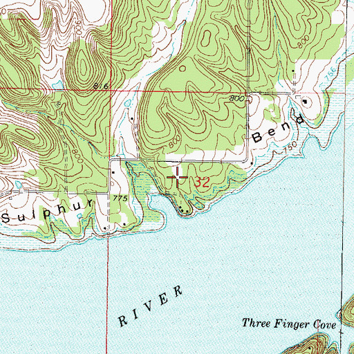 Topographic Map of Sulphur Bend, OK