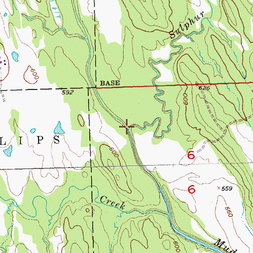 Topographic Map of Sulphur Creek, OK