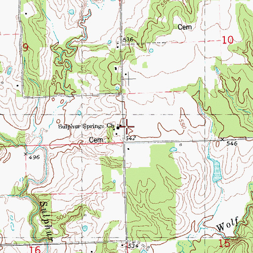 Topographic Map of Sulphur Creek Church, OK