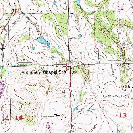 Topographic Map of Summers Chapel School, OK