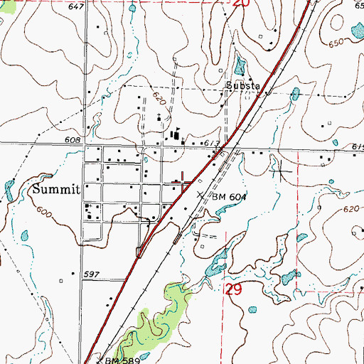 Topographic Map of Summit, OK