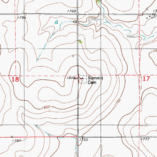 Topographic Map of Summit Cemetery, OK