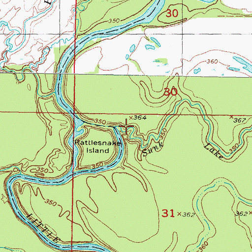 Topographic Map of Sunk Lake Slough, OK