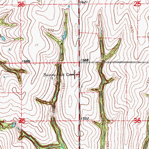 Topographic Map of Sunny Hill Cemetery, OK