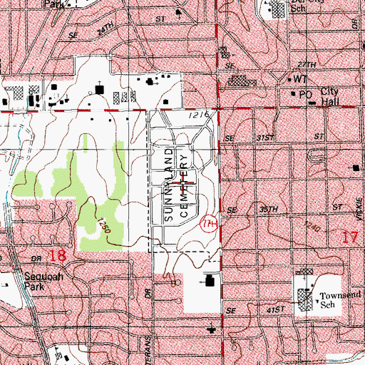 Topographic Map of Sunny Lane Cemetery, OK