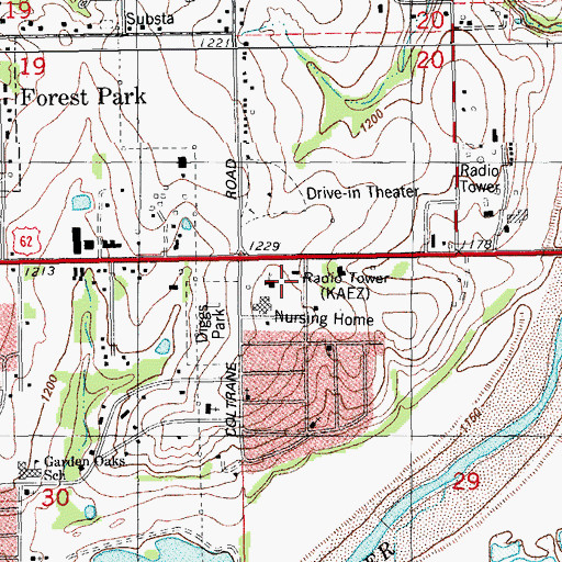 Topographic Map of Sunnylane Park, OK