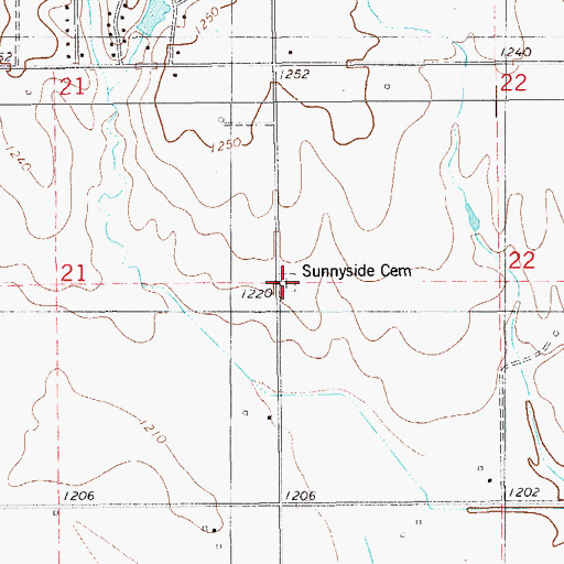 Topographic Map of Sunnyside Cemetery, OK