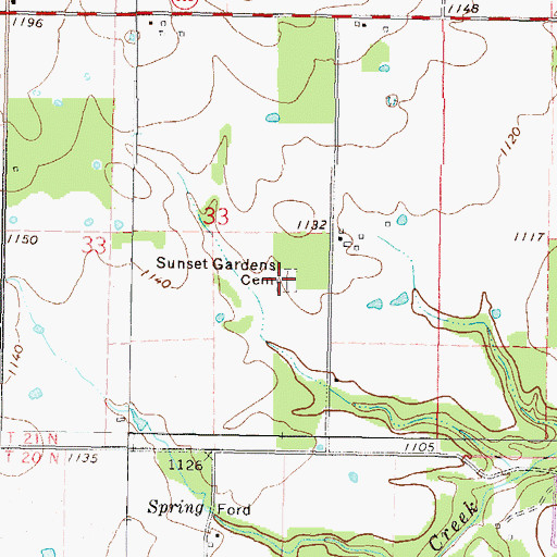 Topographic Map of Sunset Gardens Cemetery, OK