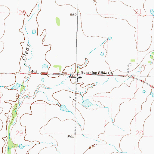 Topographic Map of Sunshine Bible Church, OK