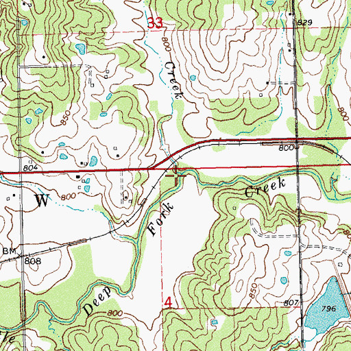 Topographic Map of Swan Creek, OK