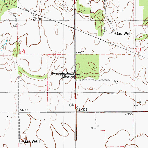 Topographic Map of Swappingback Mission, OK