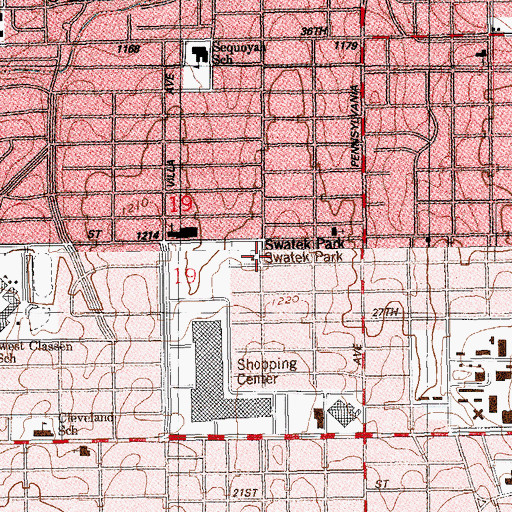 Topographic Map of Swatek Park, OK