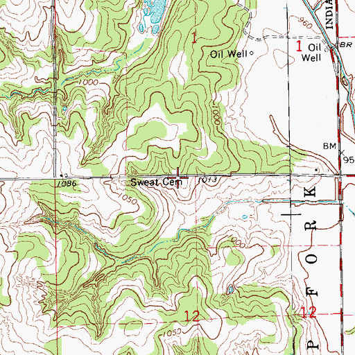 Topographic Map of Sweat Cemetery, OK