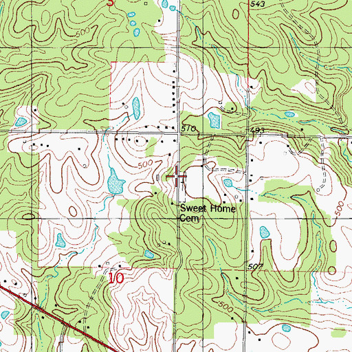Topographic Map of Sweet Home Cemetery, OK