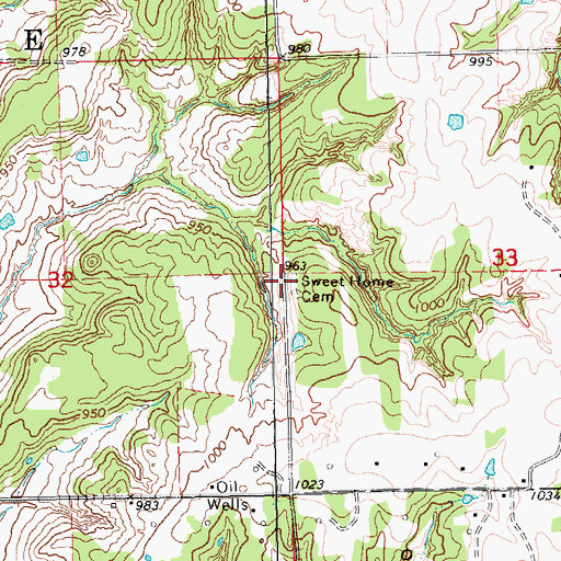 Topographic Map of Sweet Home Cemetery, OK