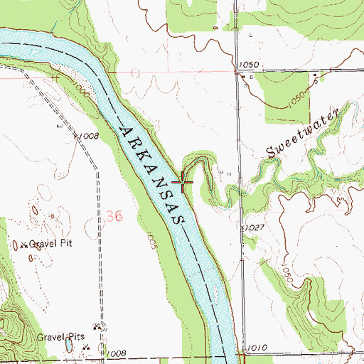 Topographic Map of Sweetwater Creek, OK