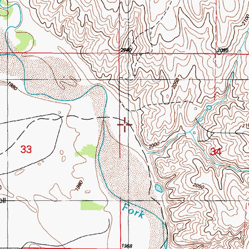 Topographic Map of Sweetwater Creek, OK