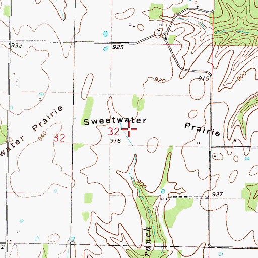 Topographic Map of Sweetwater Prairie, OK