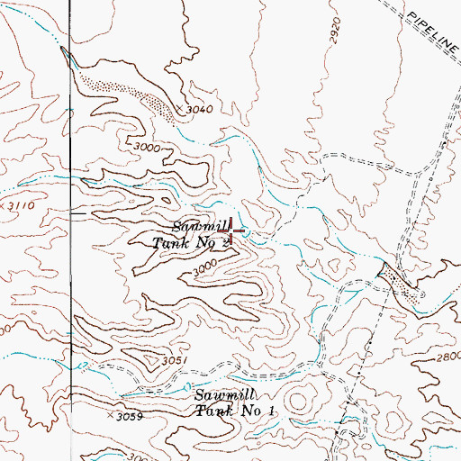 Topographic Map of Sawmill Tank Number Two, AZ