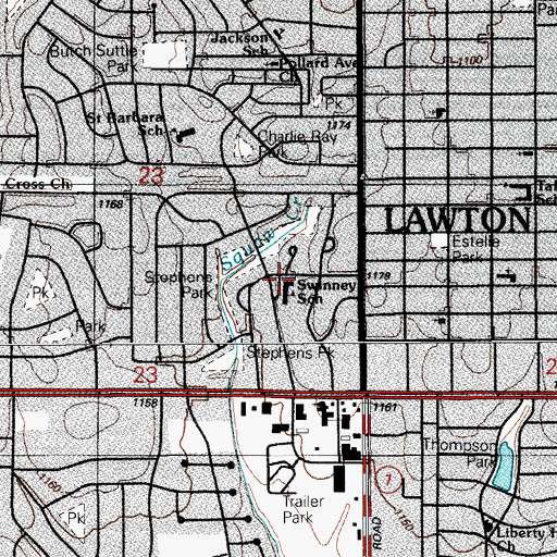 Topographic Map of Swinney Elementary School, OK