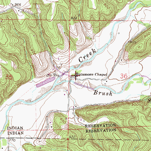 Topographic Map of Sycamore Chapel, OK