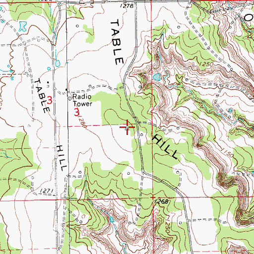 Topographic Map of Table Hill, OK