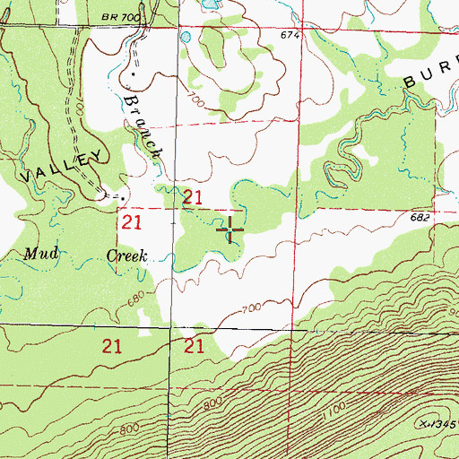 Topographic Map of Tackett Branch, OK