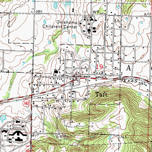 Topographic Map of Taft, OK