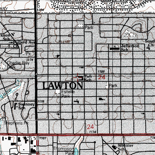 Topographic Map of Taft School, OK