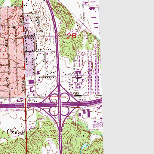 Topographic Map of Taft School, OK