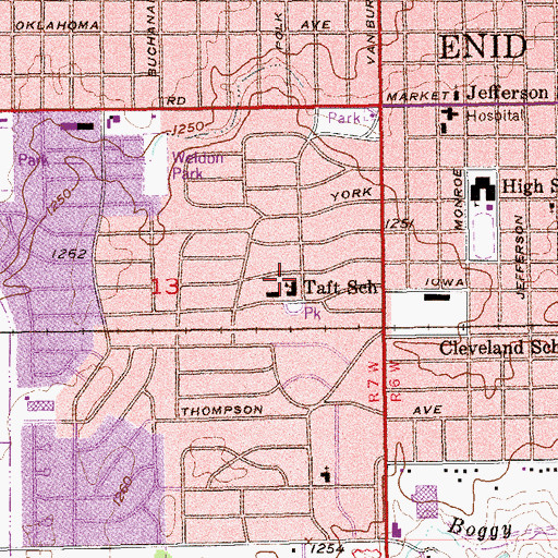 Topographic Map of Taft Elementary School, OK