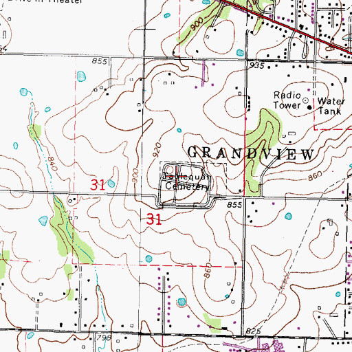 Topographic Map of Tahlequah Cemetery, OK