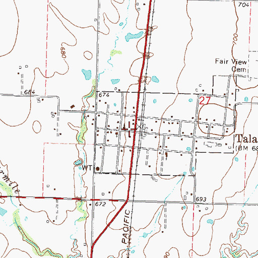 Topographic Map of Talala, OK